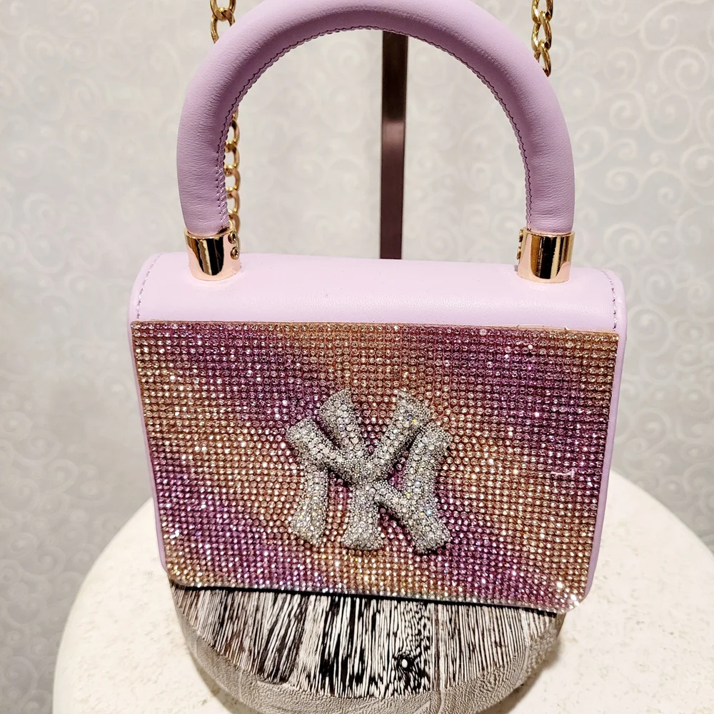 Lavender Rhinestone NY-Inspired Baseball Cap and Mini Bag Set - Picture 9 of 11